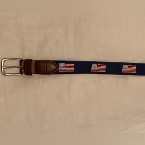 Men's Navy and Brown Flag Pattern needle point Belt